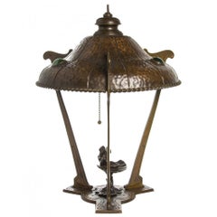 Antique An Unusual Art Nouveau Copper Table Lamp