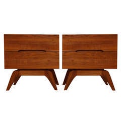 Mid Century Walnut "Kagan" Style Night Stands