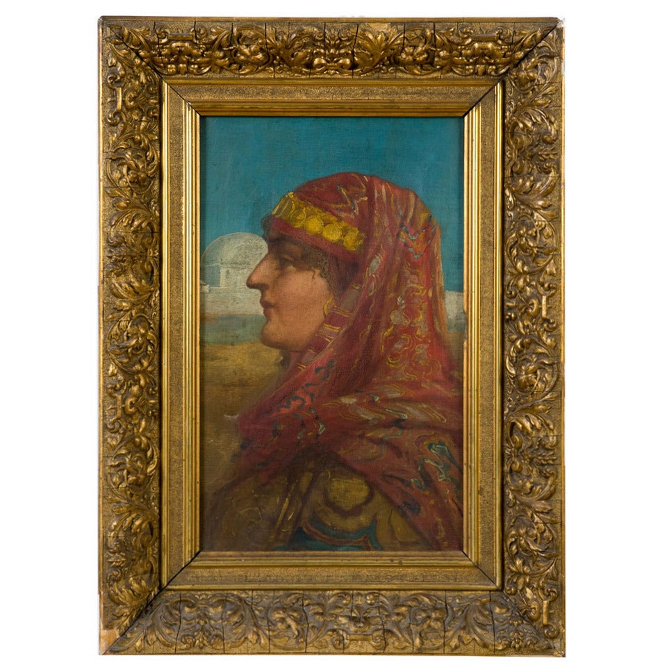 Oriental Woman 'Forms a Pair with the Pharaoh Painting' For Sale
