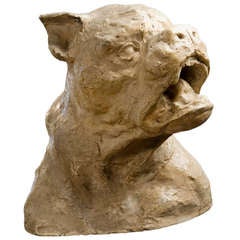 Antique Sculptural Head of a Bloodhound