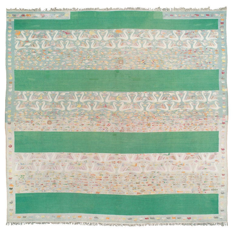 Antique Fish and Swan Dhurrie - Baroda Palace