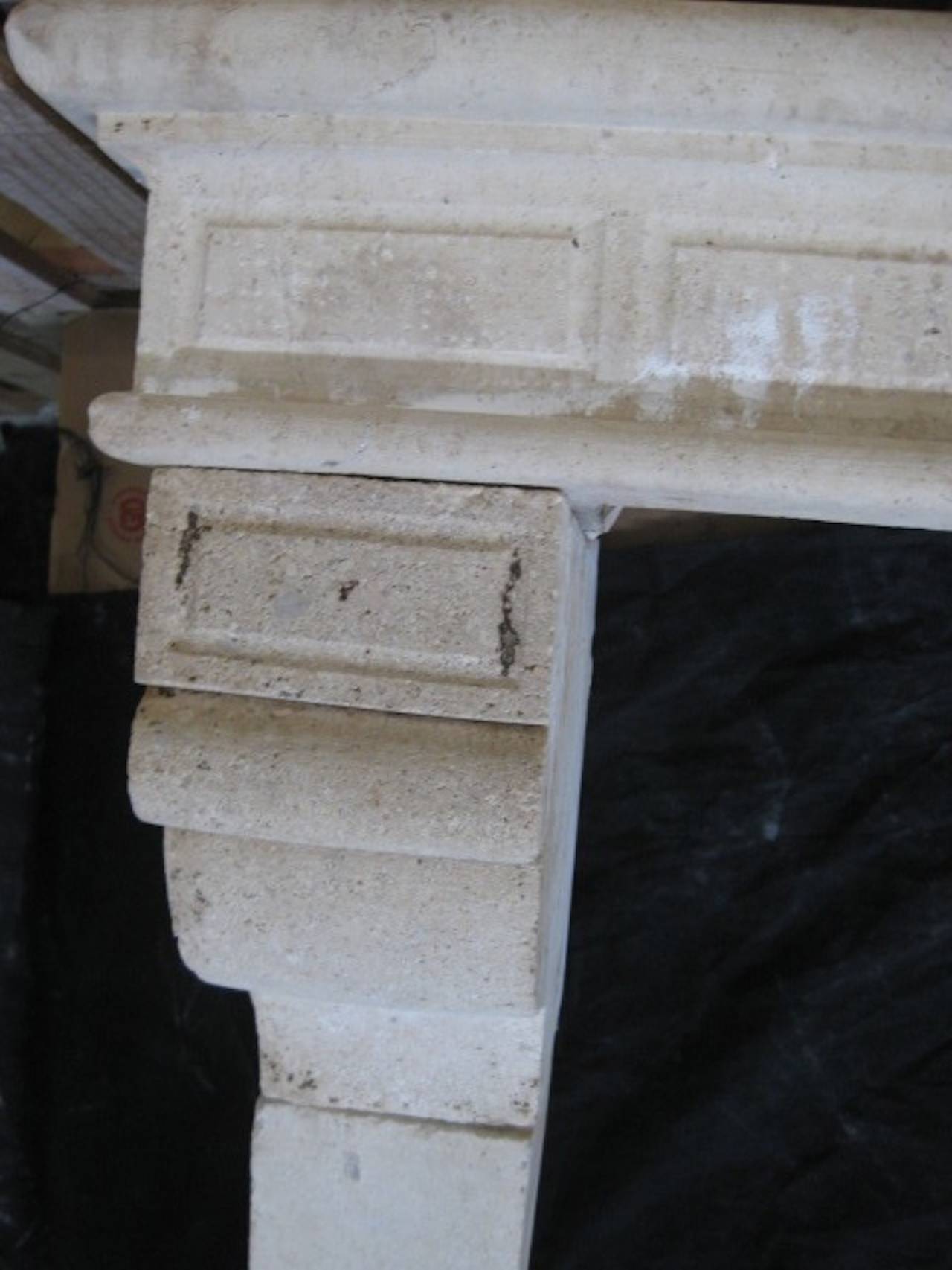 French Countryside Fireplace Hand Carved Limestone, Late 18th Century, France For Sale 3