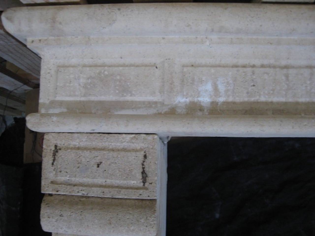 French Countryside Fireplace Hand Carved Limestone, Late 18th Century, France For Sale 2