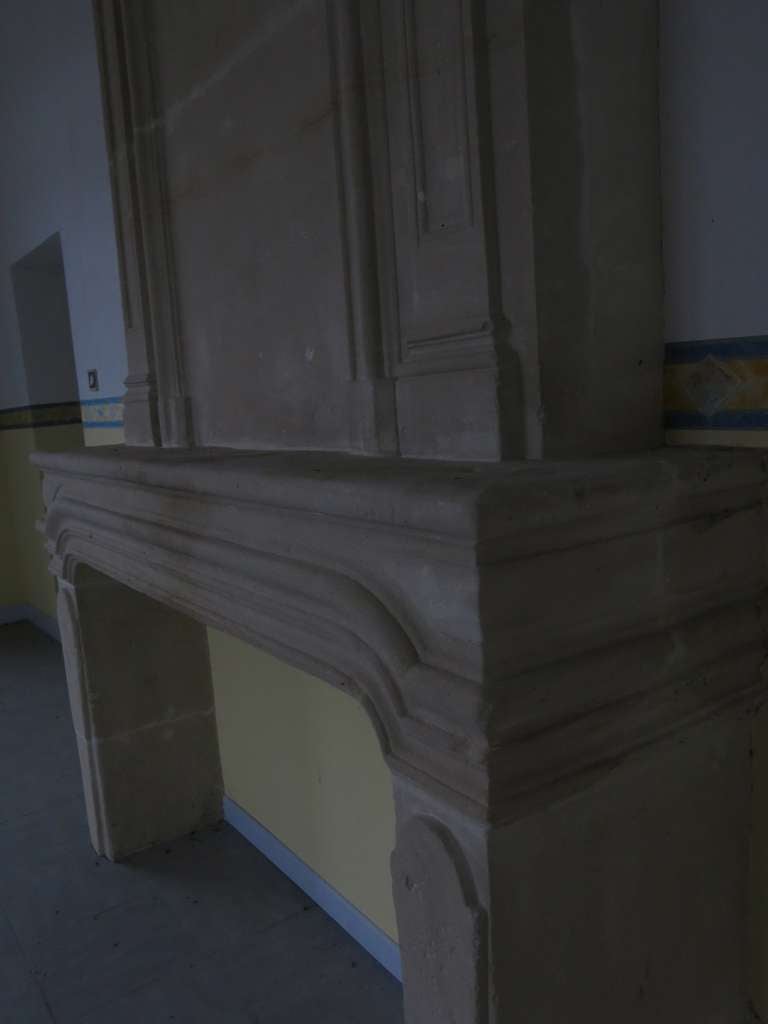 Louis XIV Period Fireplace in Limestone with Trumeau Original, 17th Century For Sale 1