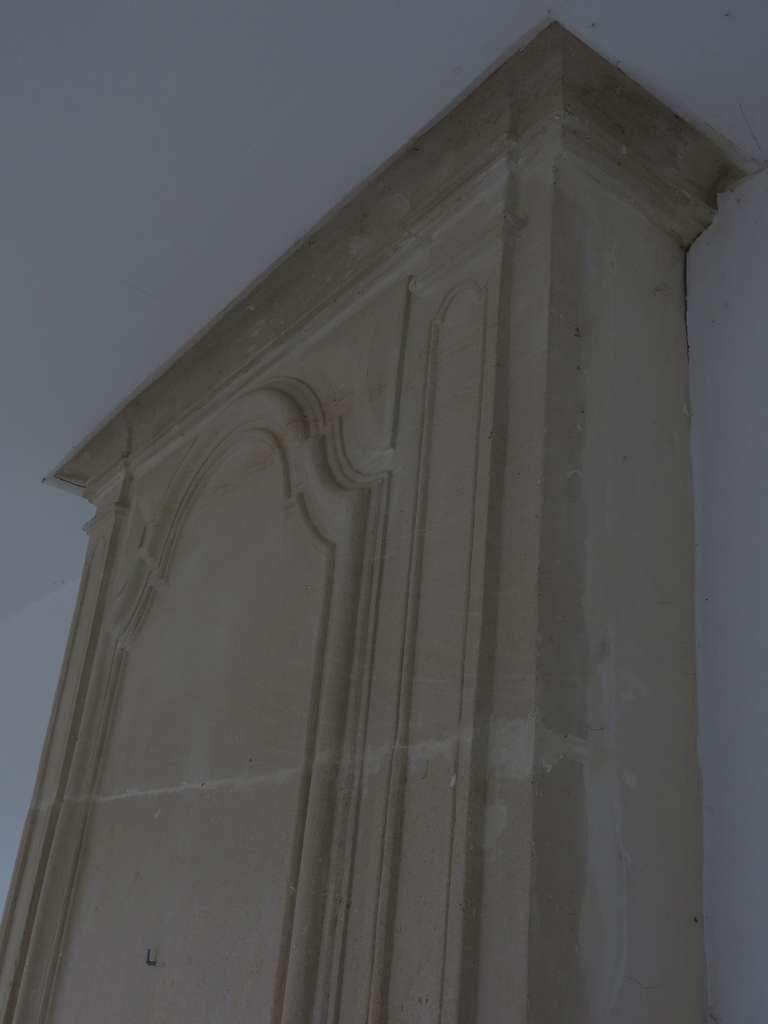 18th Century and Earlier Louis XIV Period Fireplace in Limestone with Trumeau Original, 17th Century For Sale