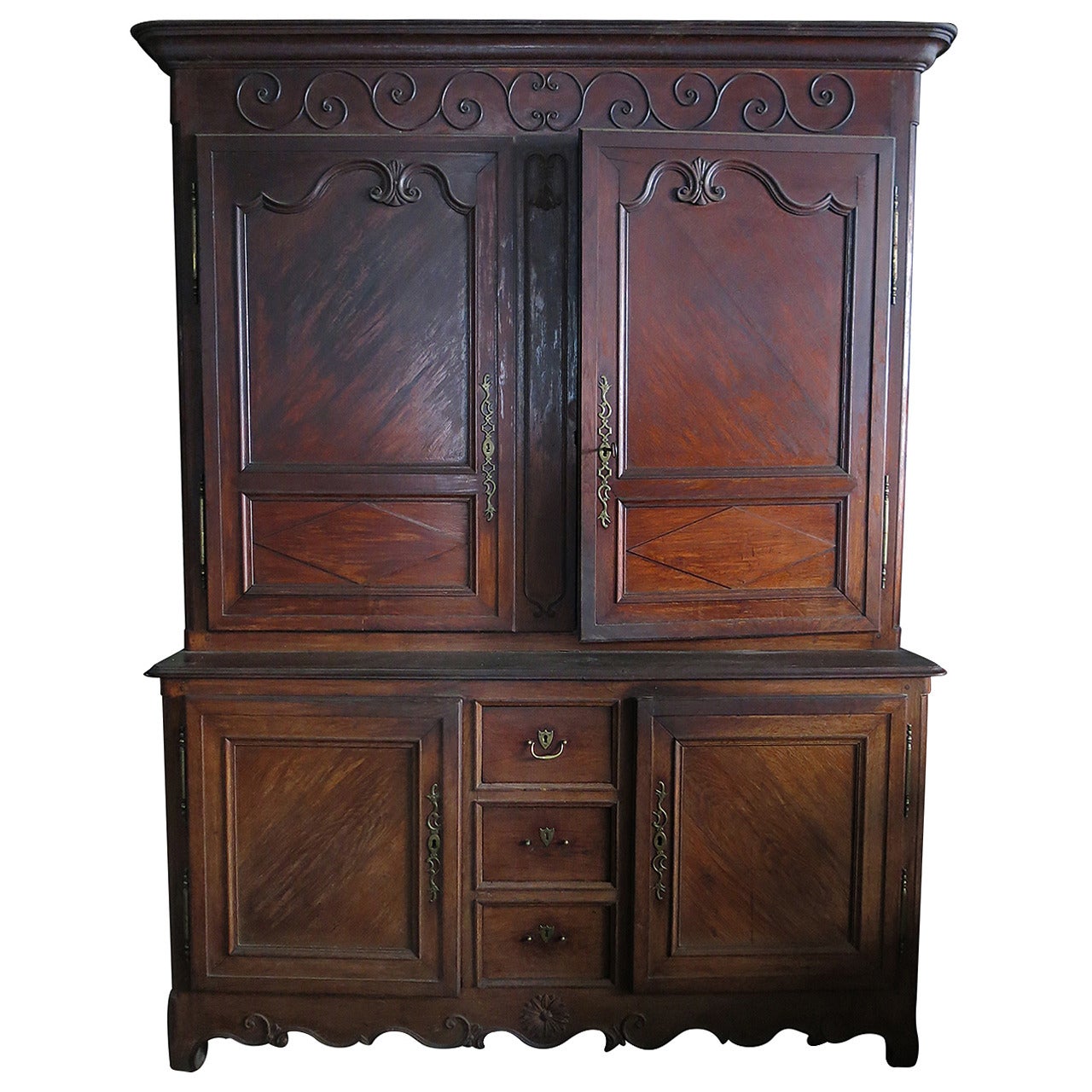 French Louis XV Style Buffet in French Wood Hand Carved, 19th Century, France For Sale