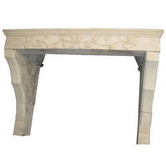 French Flowers Style Fireplace Hand-Carved Limestone, 18th Century, France 9