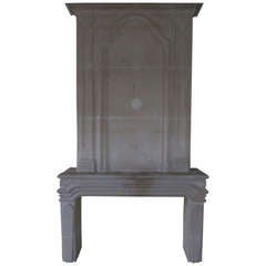 Louis XIV Period Fireplace In Limestone with Trumeau Original 17thC France 2