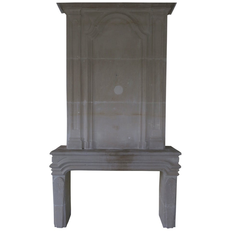Louis XIV Period Fireplace in Limestone with Trumeau Original, 17th Century For Sale