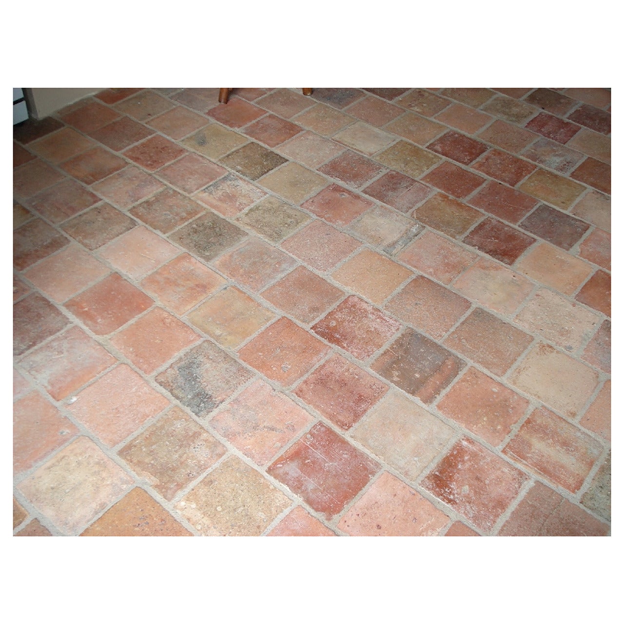 French Antique Terra cotta Floors "Pare-Feuille" 19th Century, France For Sale