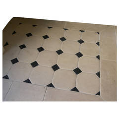 French Flagstone Cabochons in Limestone Hand-Finishing, France