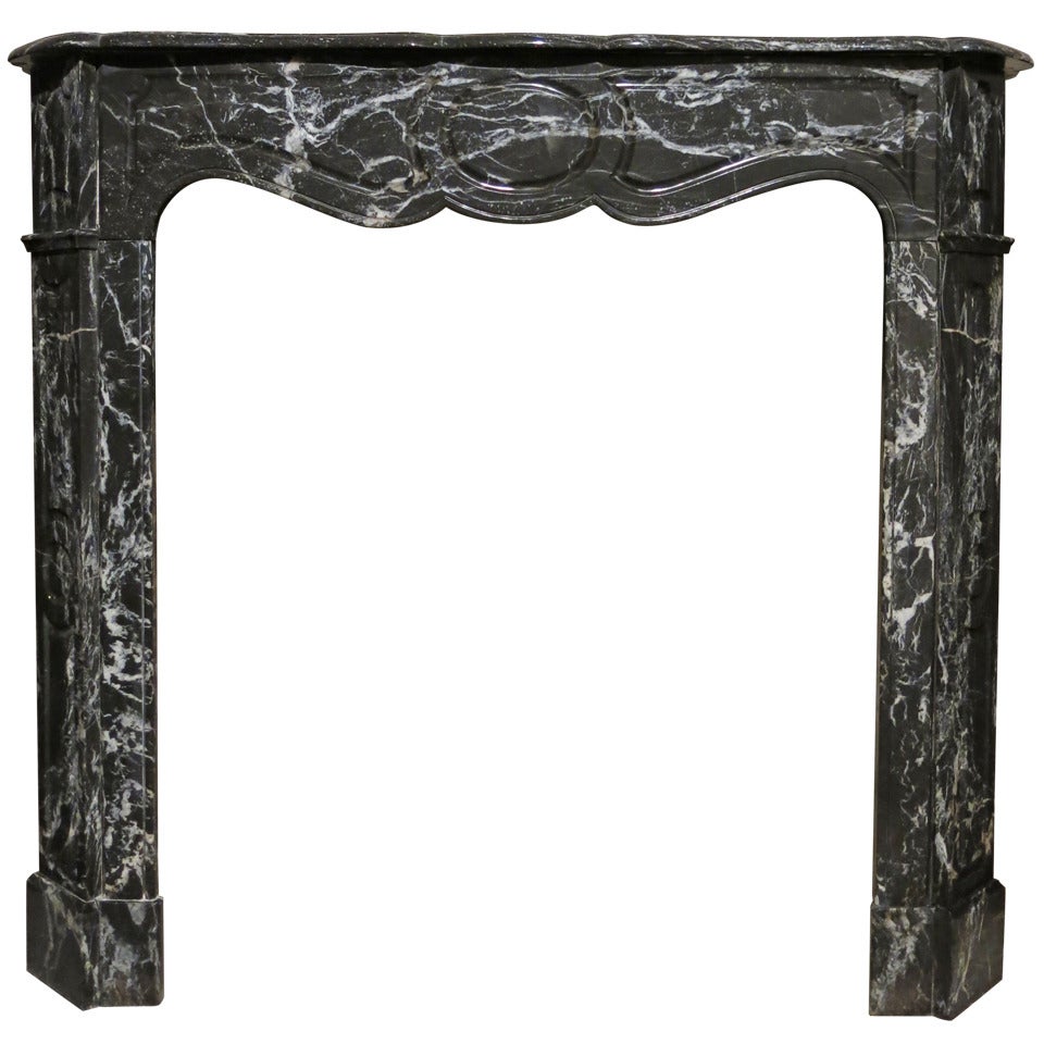 Parisian Style Fireplace of Black and White Marble, 19th Century, Paris, France
