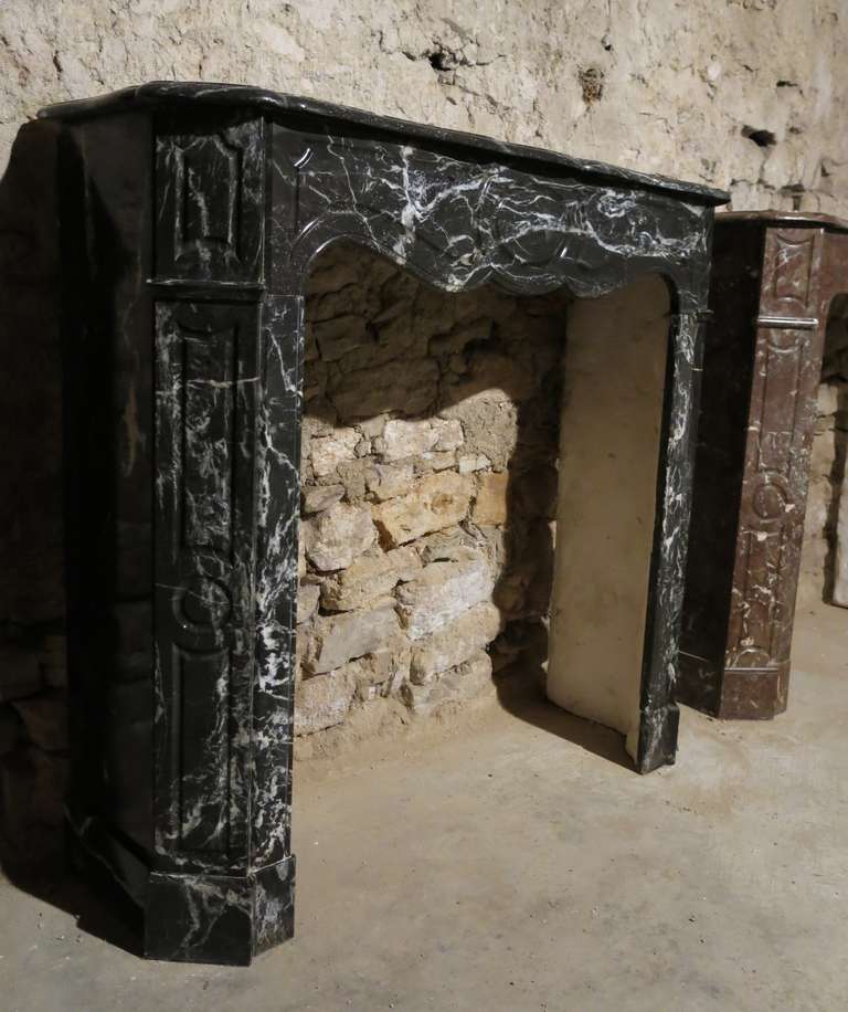 Parisian Style Fireplace of Black and White Marble, 19th Century, Paris, France 5