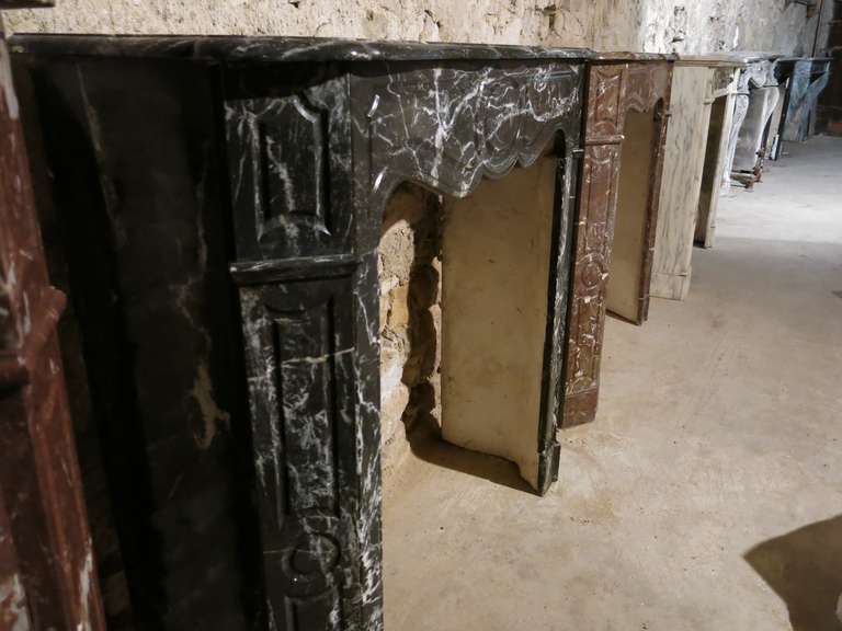 Parisian Style Fireplace of Black and White Marble, 19th Century, Paris, France 6