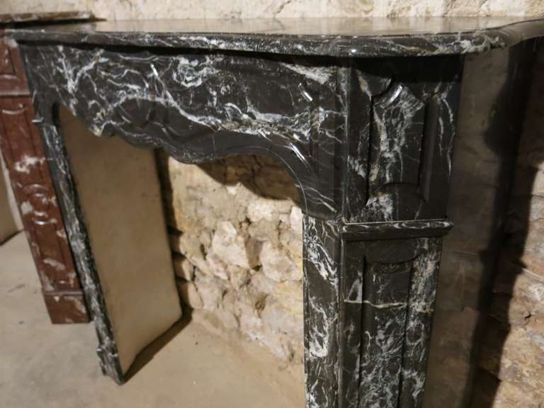 Parisian Style Fireplace of Black and White Marble, 19th Century, Paris, France 4