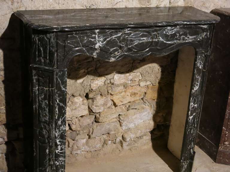 Parisian Style Fireplace of Black and White Marble, 19th Century, Paris, France 2