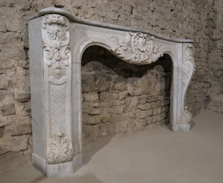 Embassy Quality French Regence Style Fireplace White Marble 19th Century France For Sale 1