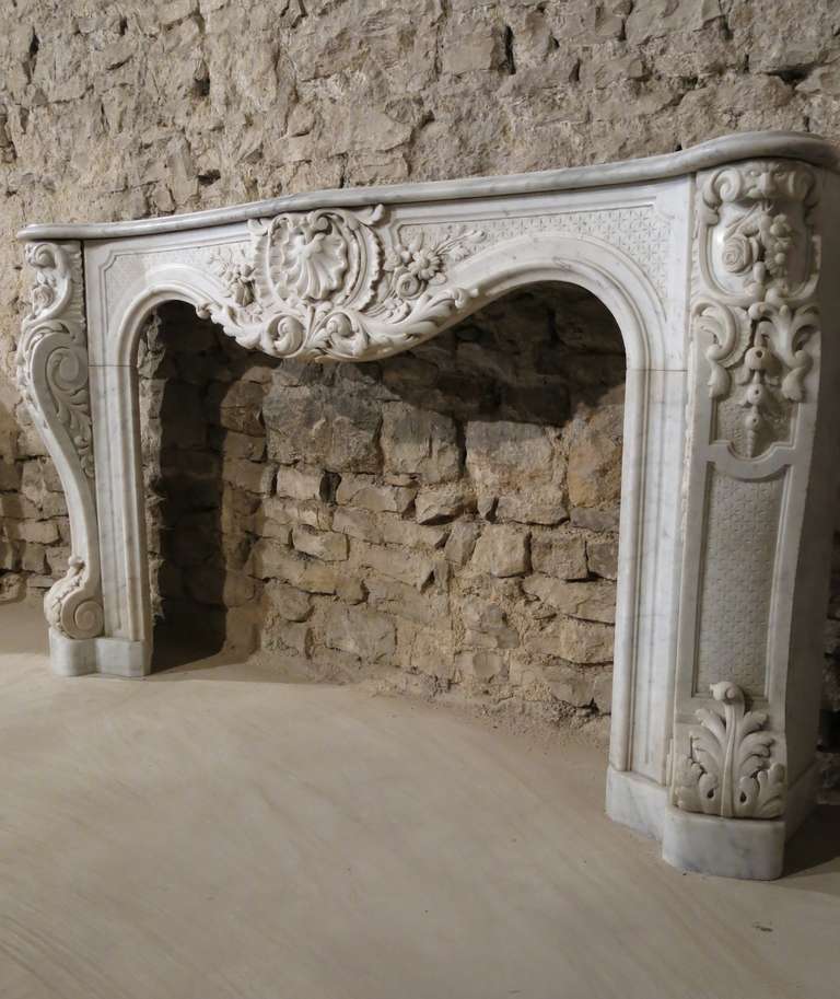 Embassy Quality French Regence Style Fireplace White Marble 19th Century France For Sale 4