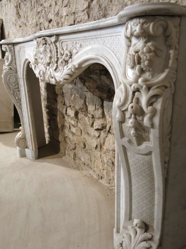 Embassy Quality French Regence Style Fireplace White Marble 19th Century France For Sale 5