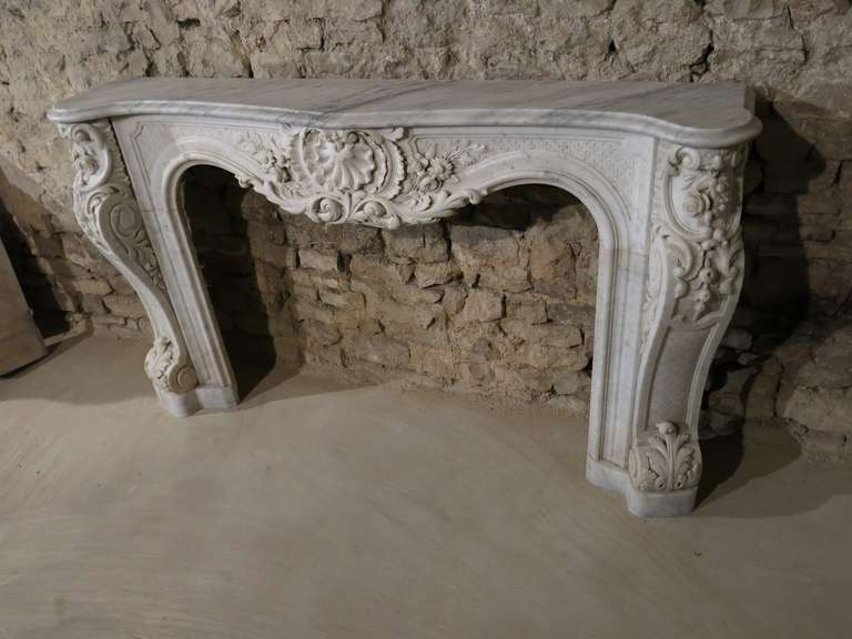 Embassy Quality French Regence Style Fireplace White Marble 19th Century France For Sale 3