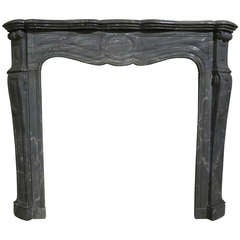Antique French Louis XV Style Fireplace Blue Marble (Turquin) Paris, France. 19th C