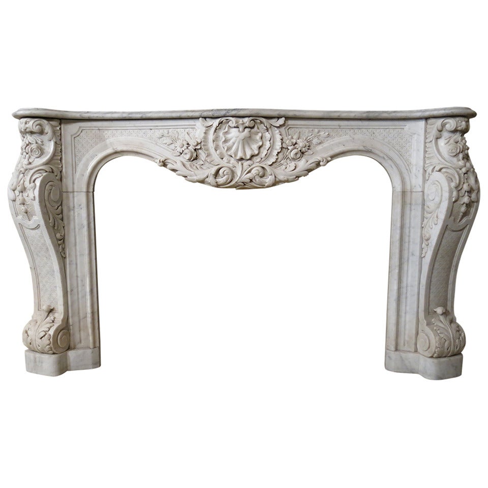 Embassy Quality French Regence Style Fireplace White Marble 19th Century France For Sale