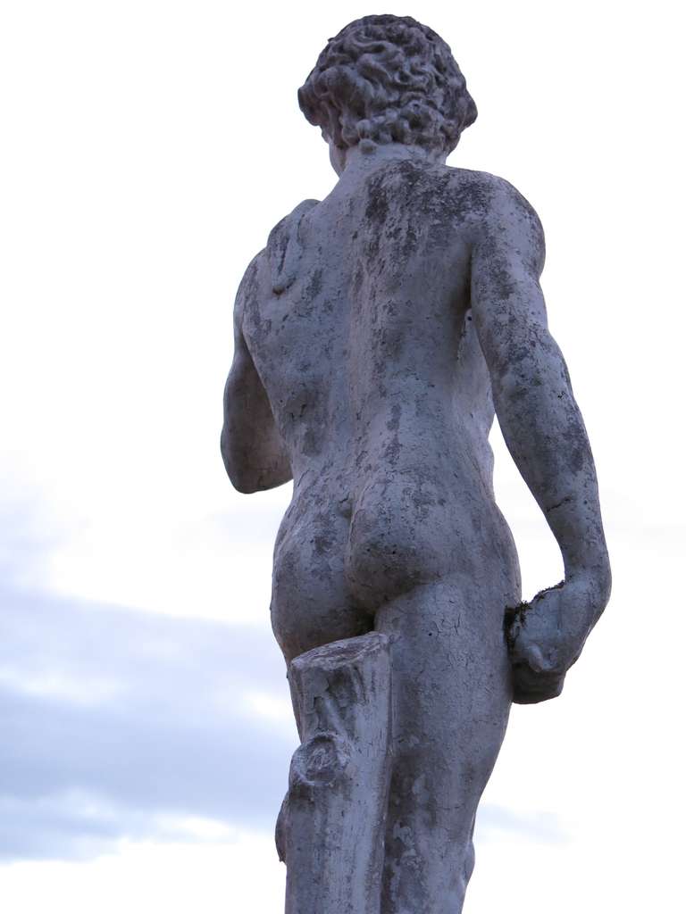 David (Michelangelo) Statue Italian Renaissance Style Original Patina, 1920s 2