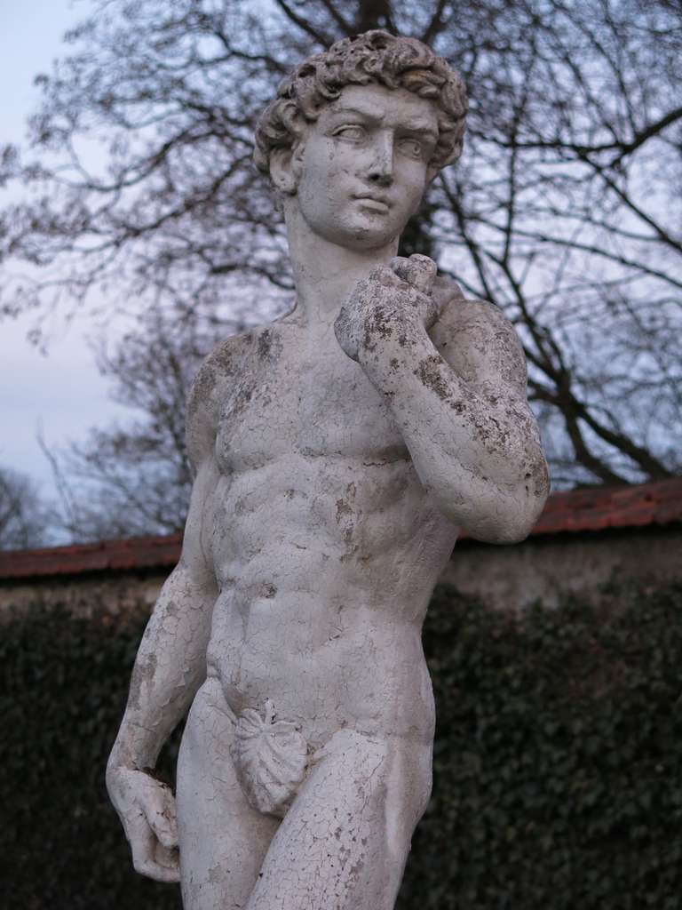 French David (Michelangelo) Statue Italian Renaissance Style Original Patina, 1920s