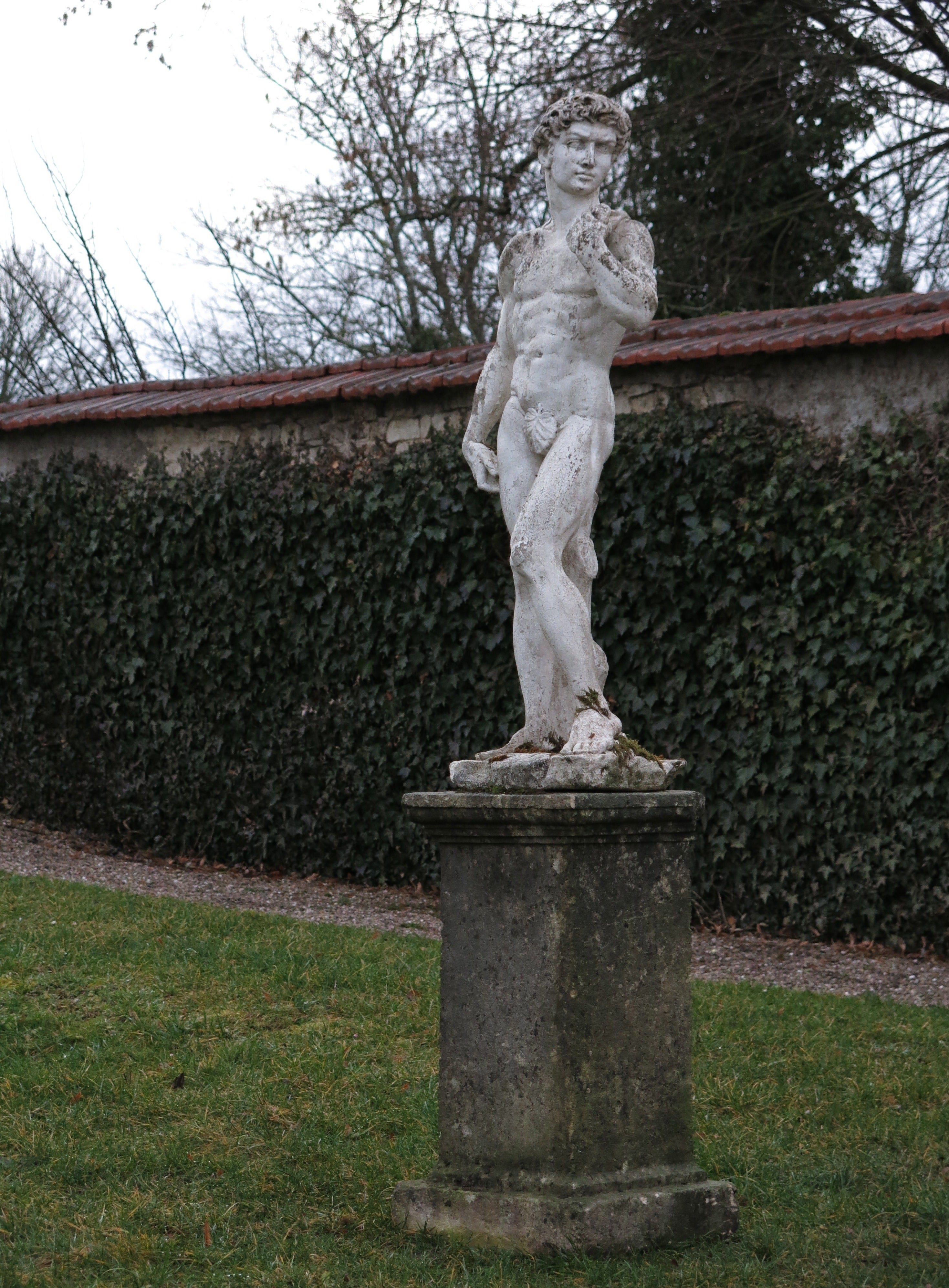 David (Michelangelo) Statue Italian Renaissance Style Original Patina, 1920s