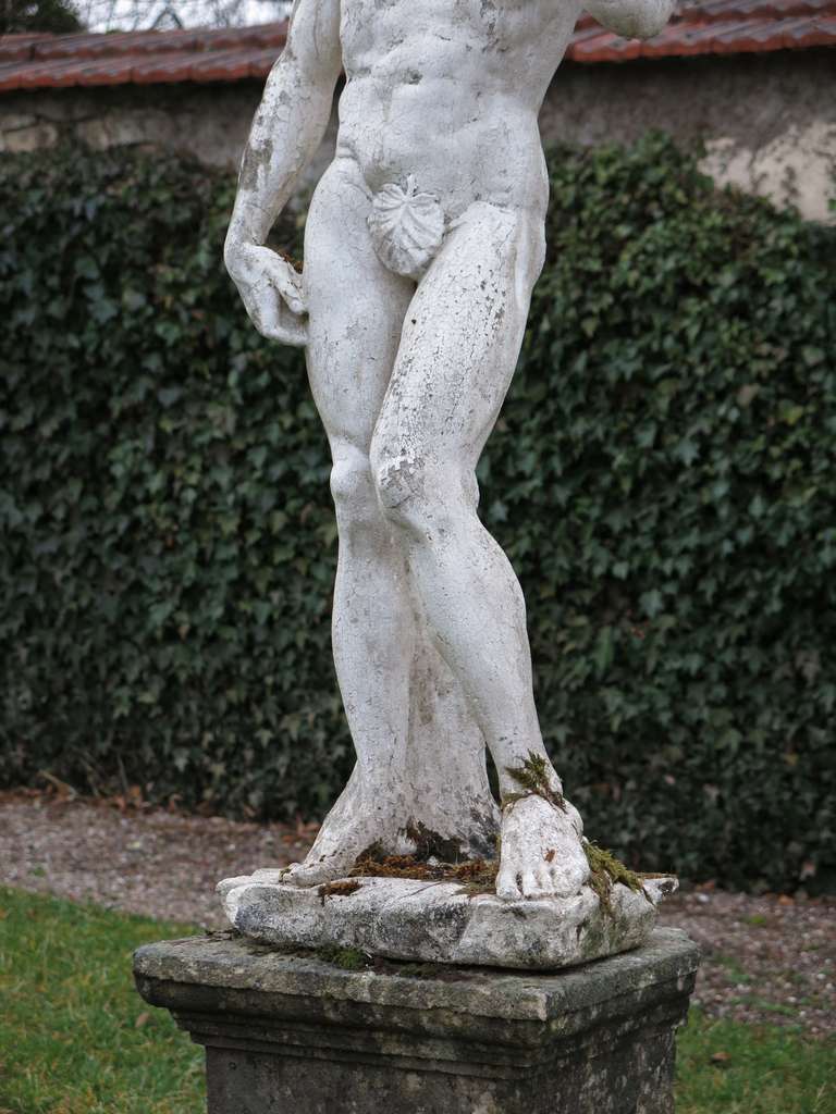 David (Michelangelo) Statue Italian Renaissance Style Original Patina, 1920s 1