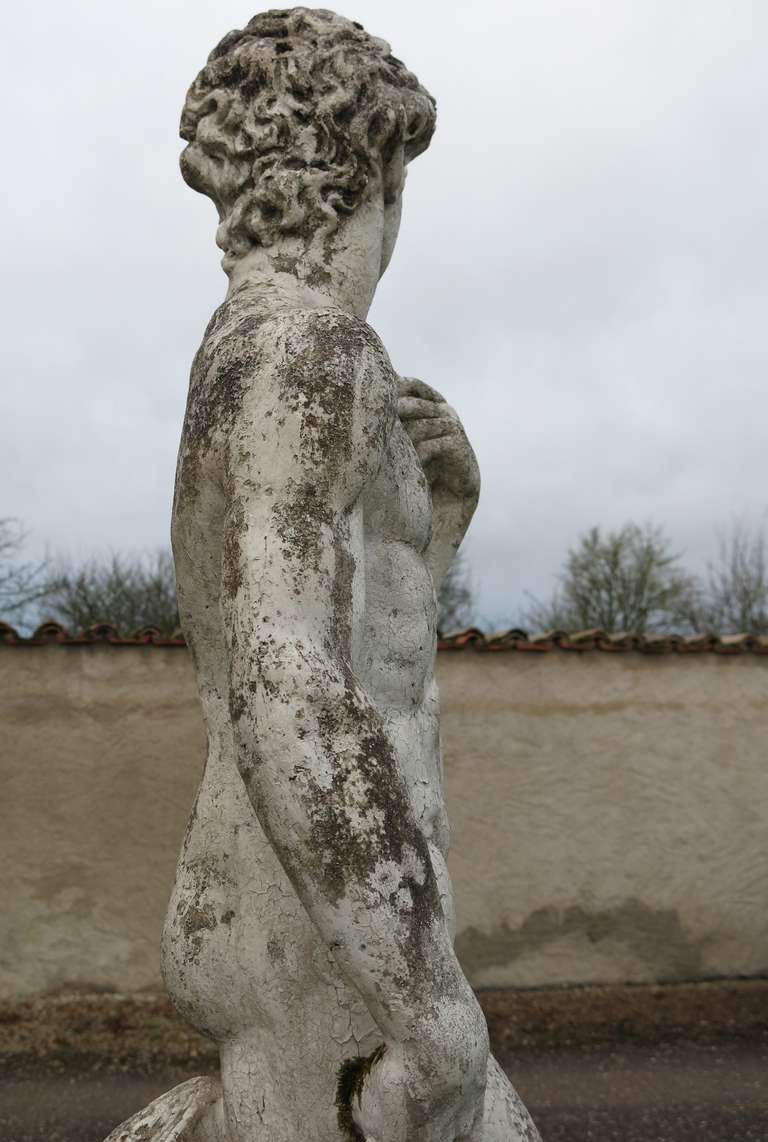 David (Michelangelo) Statue Italian Renaissance Style Original Patina, 1920s 3