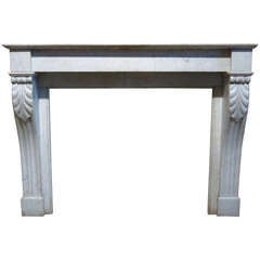 French Parisian Style Fireplace in White Marble