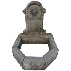 French Antique Wall Fountain Louis XIV Style Handcrafted Limestone 19thC France