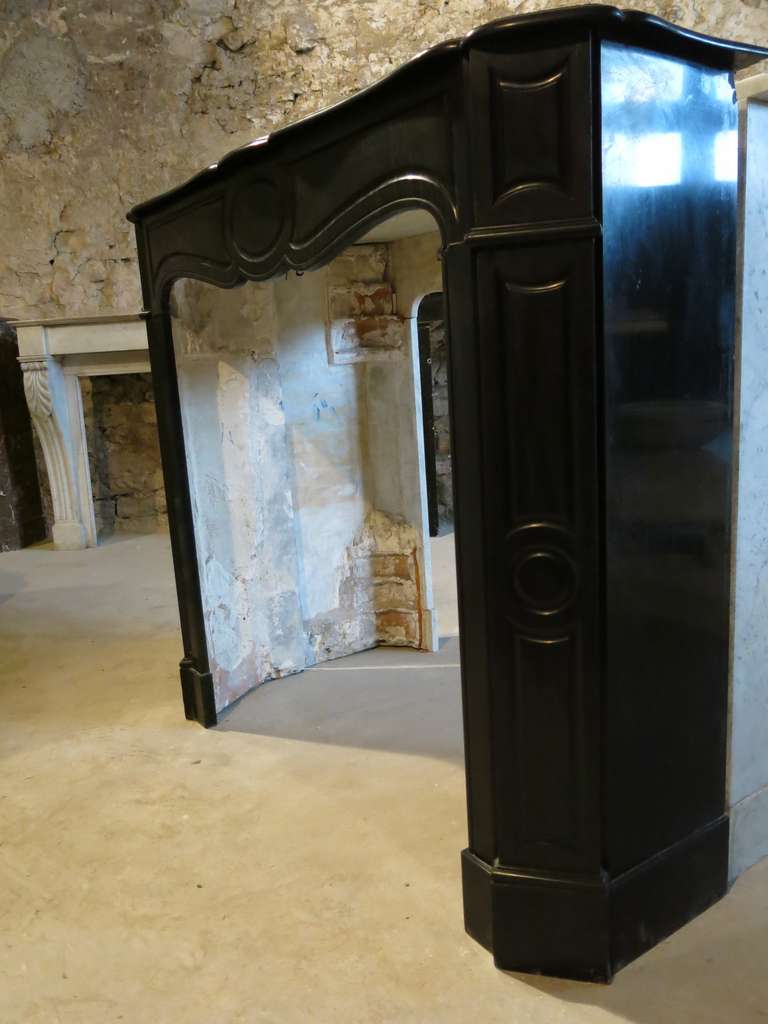 French Louis XV Style Fireplace Black Marble, 19th Century, Paris, France For Sale 1