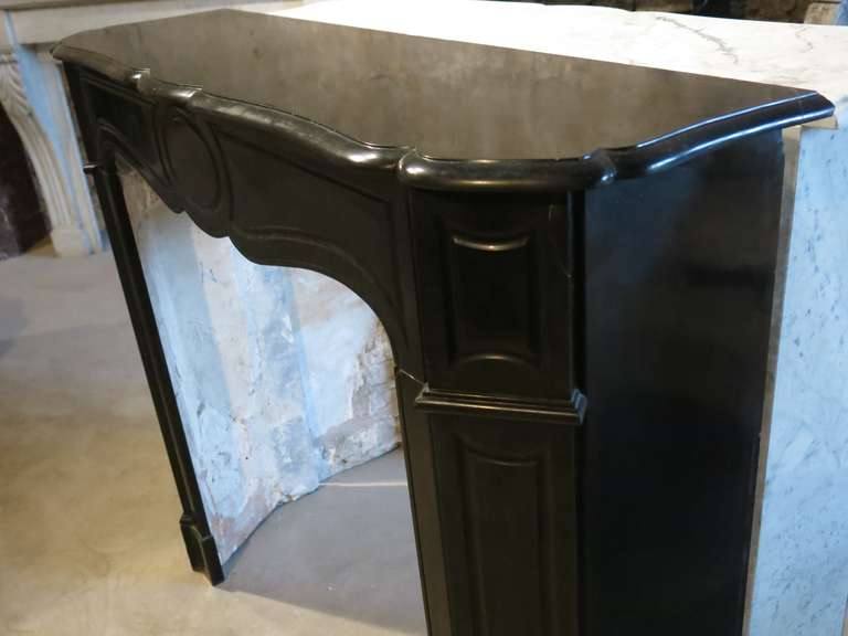 French Louis XV Style Fireplace Black Marble, 19th Century, Paris, France For Sale 3