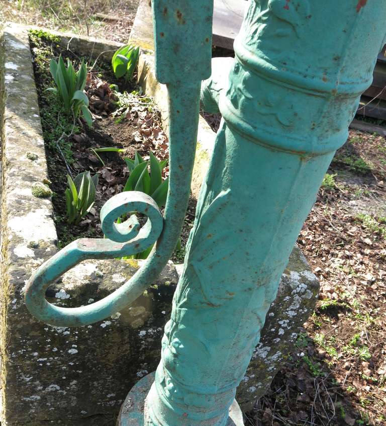 French Village Limestone Water Fountain with Iron Water Pump, France, circa 1800 For Sale 2