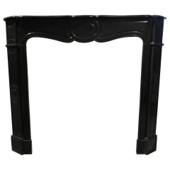 Antique French Louis XV Style Fireplace Black Marble, 19th Century, Paris, France