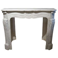 French Louis XV Style Fireplace in White Carrera Statuary Marble circa 1800s, Paris-France