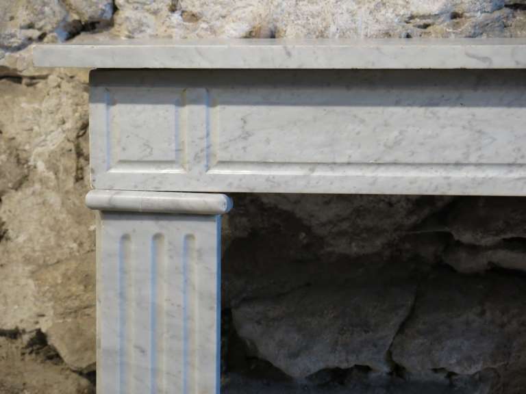 French Louis XVI Style Fireplace 1800s White Marble, France 5