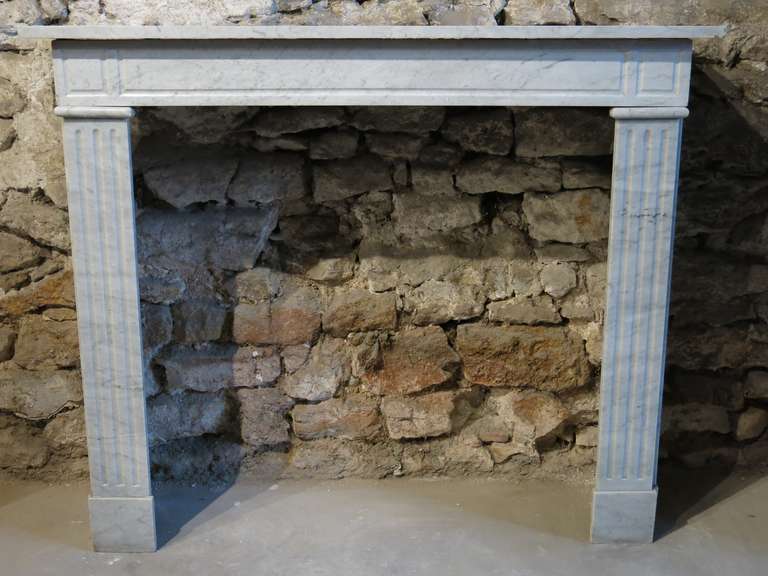 French Louis XVI Style Fireplace 1800s White Marble, France 3