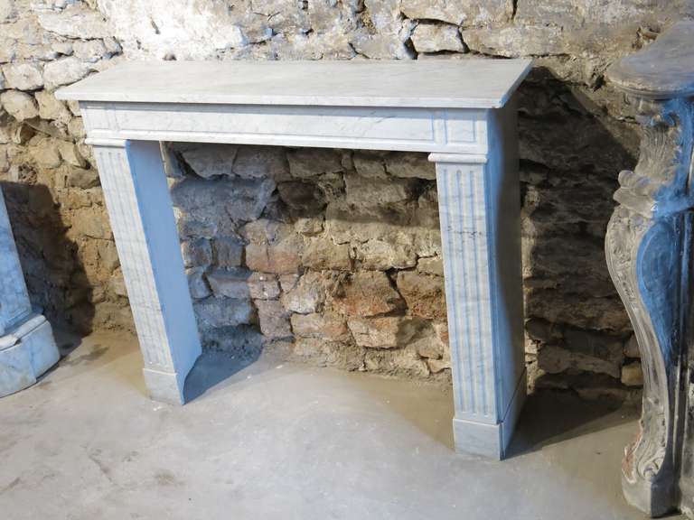 French Louis XVI Style Fireplace 1800s White Marble, France 6