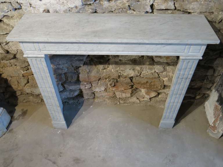 French Louis XVI Style Fireplace 1800s White Marble, France 4