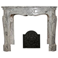 Fireplace Pompadour style in white marble 19th century Paris