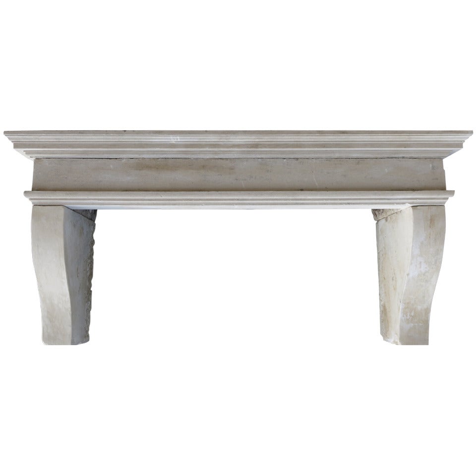 French Kitchen Chimney Hood circa 1800s in Limestone from Lorraine, France