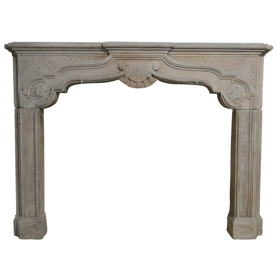 French Chateau Louis XIV Style Sandstone Fireplace circa 1850s, France For Sale