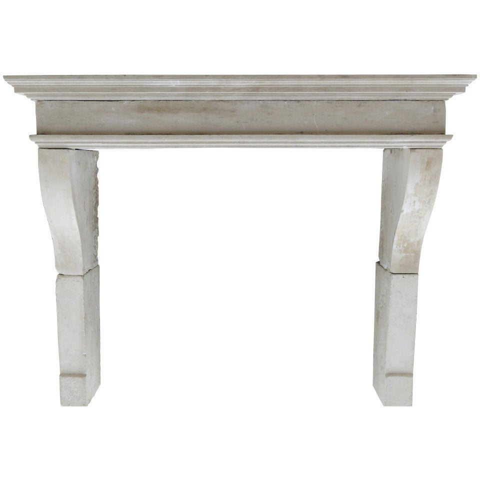 French Louis XIII Style Fireplace in Limestone circa 1800s Lorraine, France