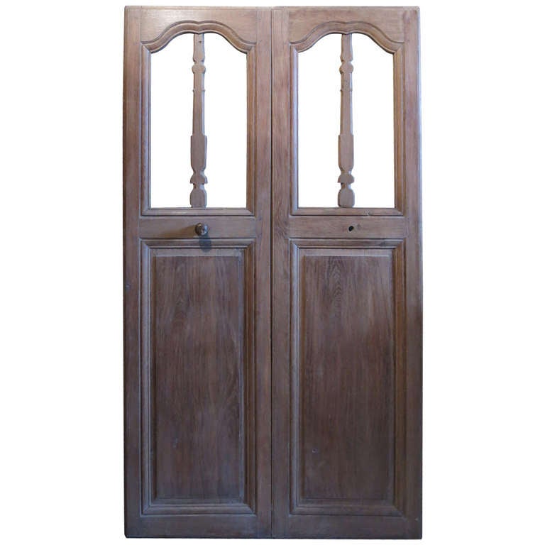 French Chapel Presbytere Louis XIV Period Double Doors in Oak circa