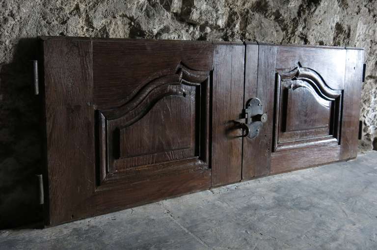 Hand-Carved French Louis XV Period Cupboard Hand Carved in Wood Oak 18th Century France For Sale