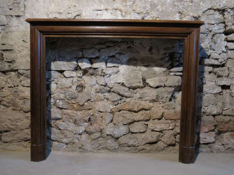 French Louis XIII Fireplace "A Cadre" in Oak Handcrafted 19th Century, France