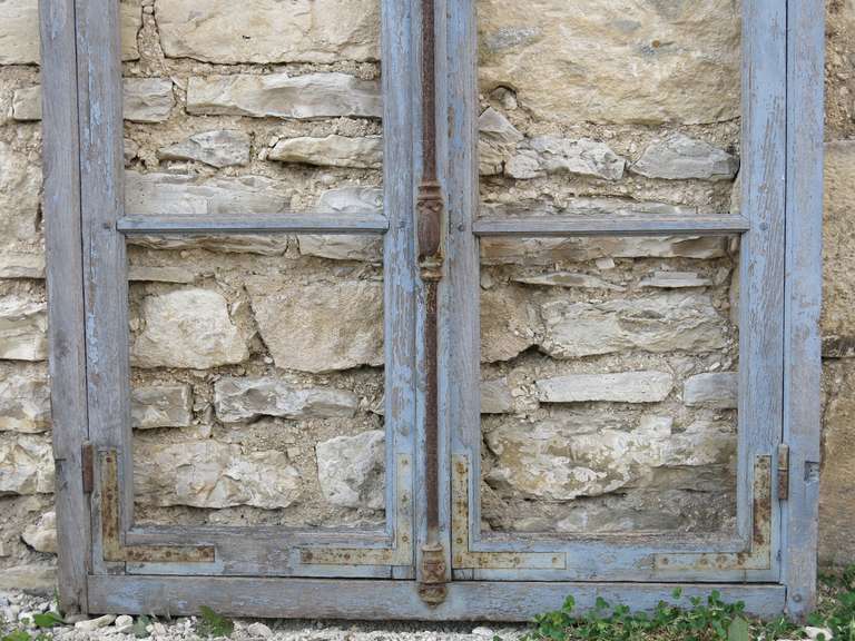 Rustic French Antique Window in Wood (Solid Oak) Early 1800s from Paris, France
